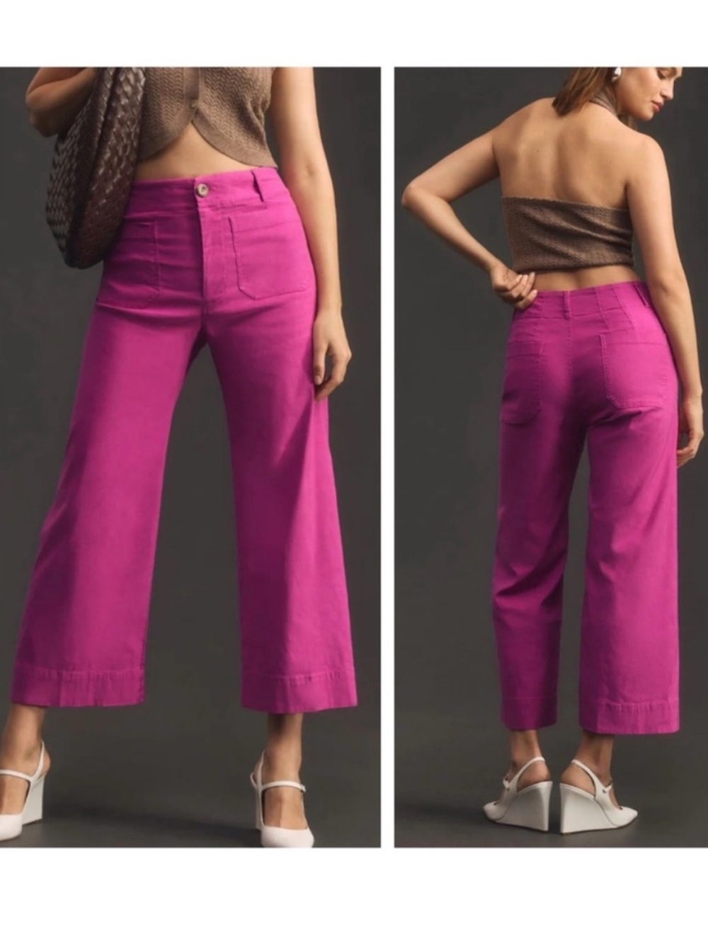 Anthropologie Maeve Colette Cropped Wide Leg Pant